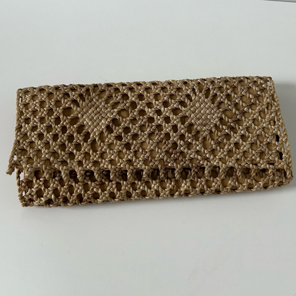 Raffia woven summer clutch bag
